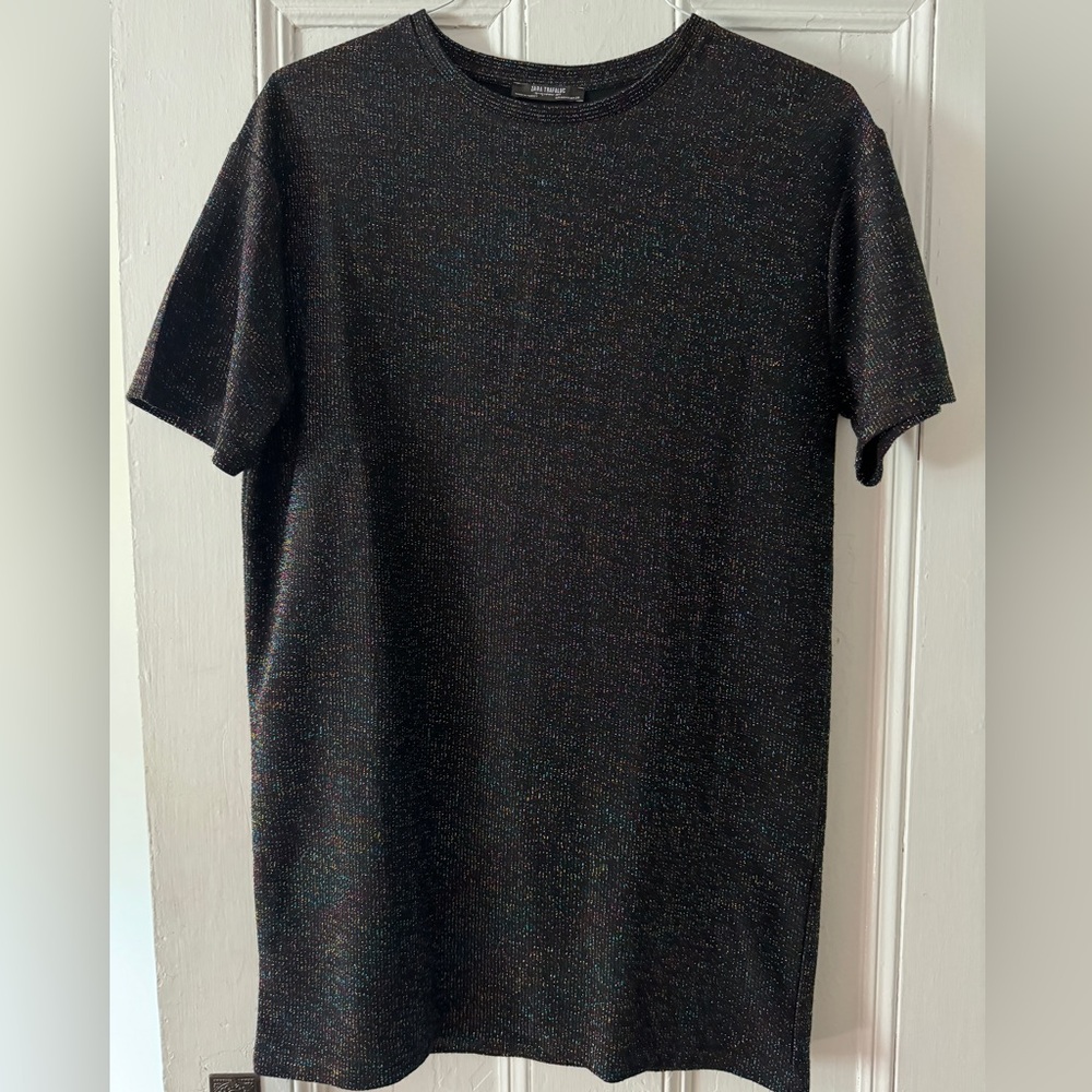 zara sparkly multicolor knit shirt dress